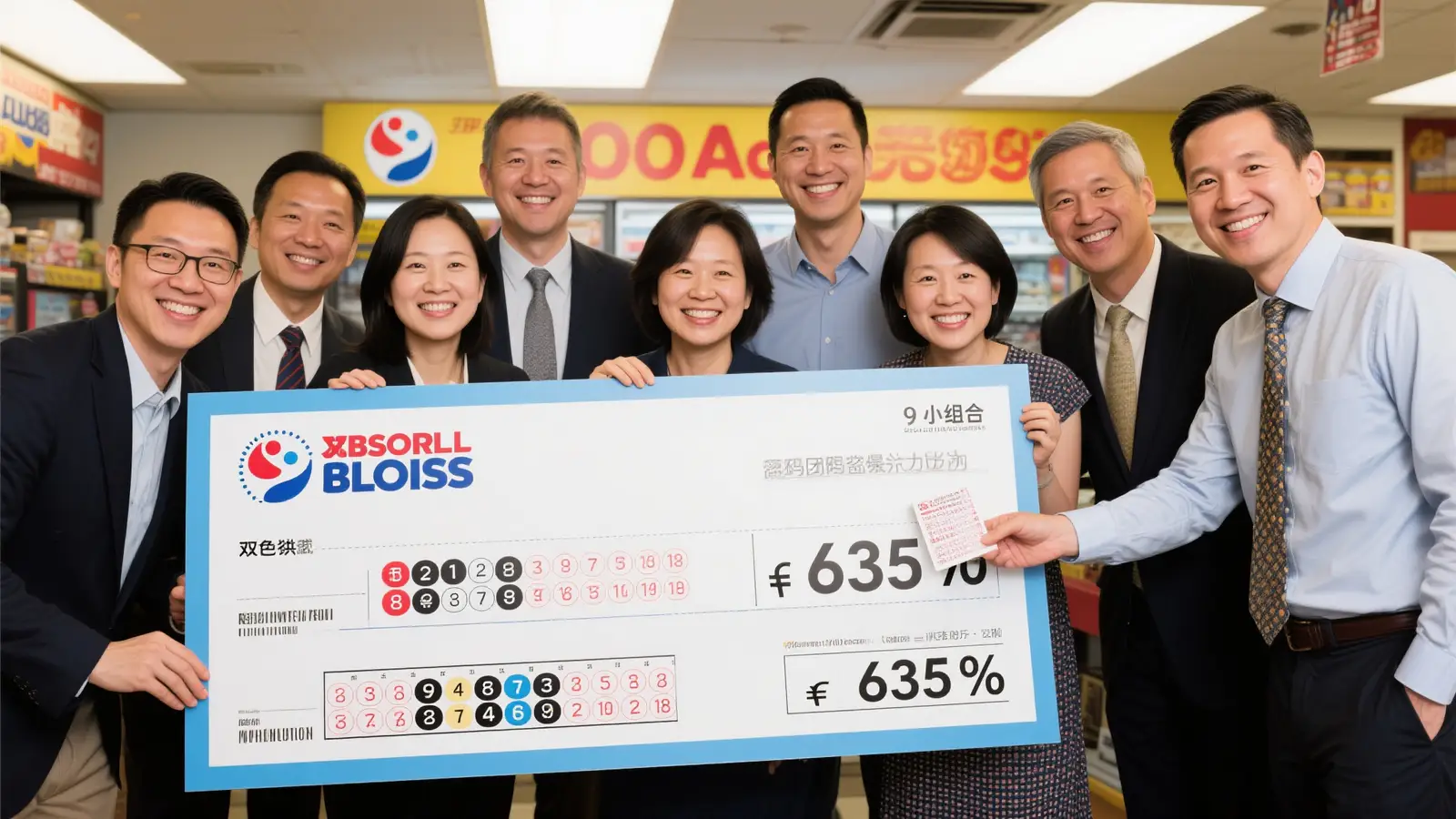 9人合买团喜中双色球635万 近4万观众围观兑奖直播