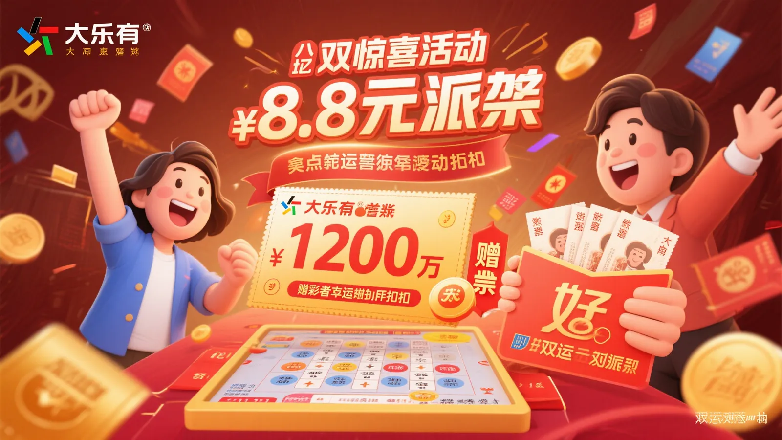 大乐透8.8亿派奖加码1200万赠票，双倍好运buff叠加惊喜！