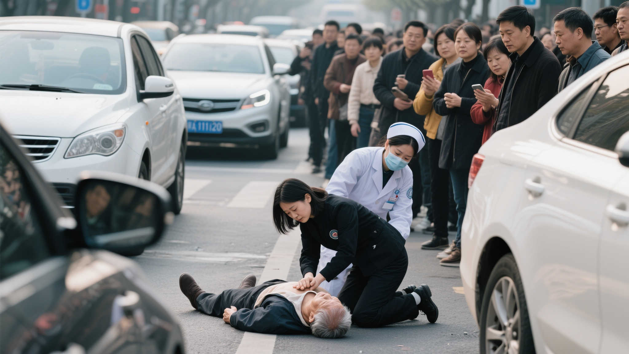 南京街头黑衣姑娘：暖心救人的大美民政人
